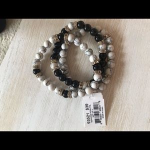NWT. GENUINE HOWLITE TRIO BRACELETS
